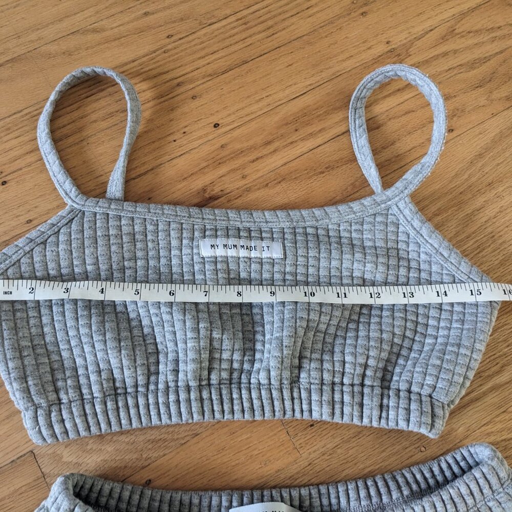 MY MUM MADE IT Grey Quilted Knit Crop Top and Booty Shorts Lounge Set Women’s M - Picture 6 of 7